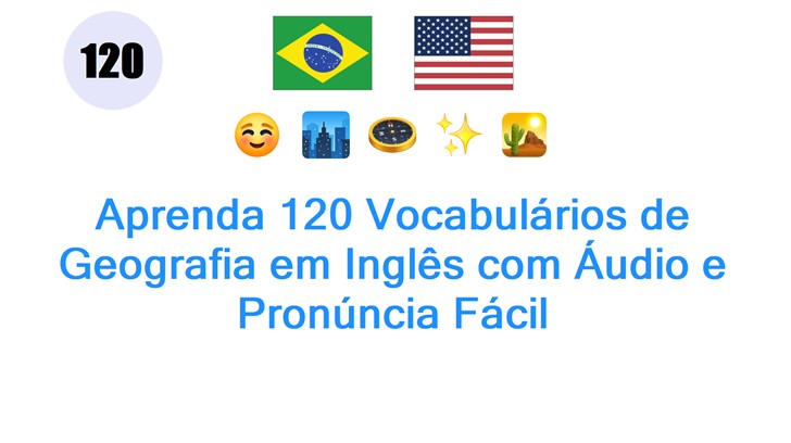 Aprenda 120 Vocabulários de Geografia em Inglês com Áudio e Pronúncia Fácil